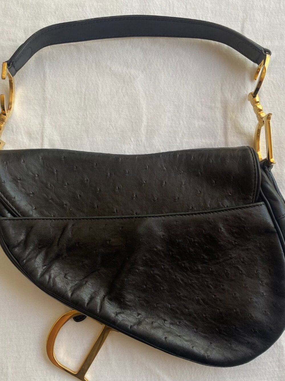 Christian Dior Ostrich Saddle Bag - Picture 2 of 8
